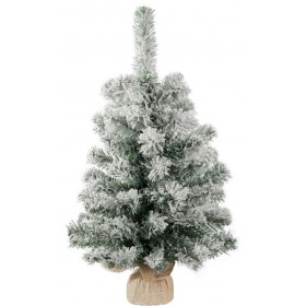 Stromček MagicHome Vianoce Snowy, jedľa v jute, zasnežený, 60 cm