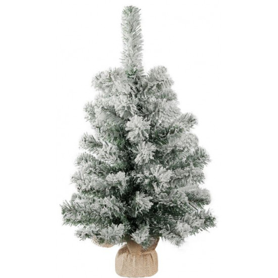 Stromček MagicHome Vianoce Snowy, jedľa v jute, zasnežený, 60 cm