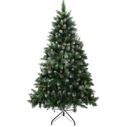 Stromček MagicHome Vianoce Albero, jedľa, zasnežené konce, so šiškami, 180 cm