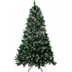 Stromček MagicHome Vianoce Albero, jedľa, zasnežené konce, so šiškami, 200 cm